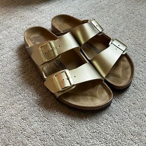Gold Birkenstocks size 41
